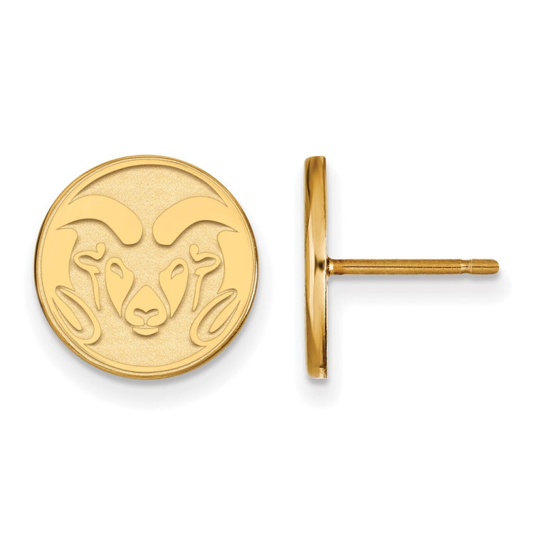 14k Gold LogoArt Colorado State University Ram Small Post Earrings