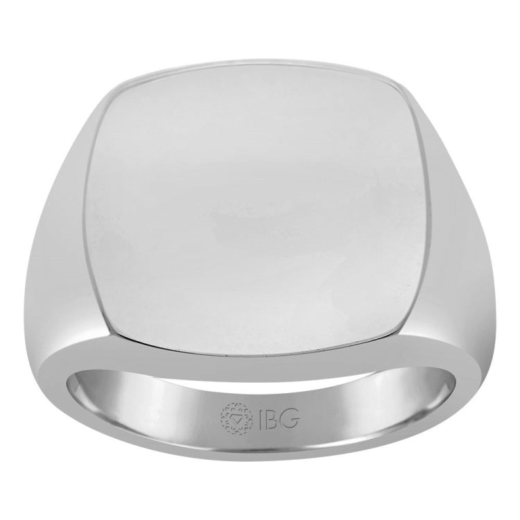 14kw 18mm x 18mm cushion face signet ring.