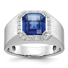 White Gold Created Sapphire Ring with 3/8cttw Diamond Accents Mounting