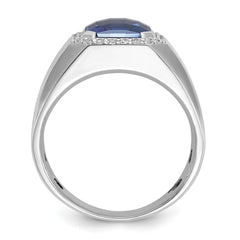 White Gold Created Sapphire Ring with 3/8cttw Diamond Accents Mounting