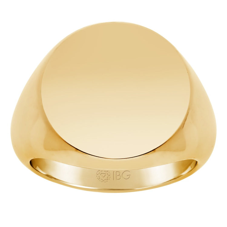 14ky 18mm round face signet ring.