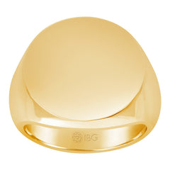 14ky 20mm round face signet ring.
