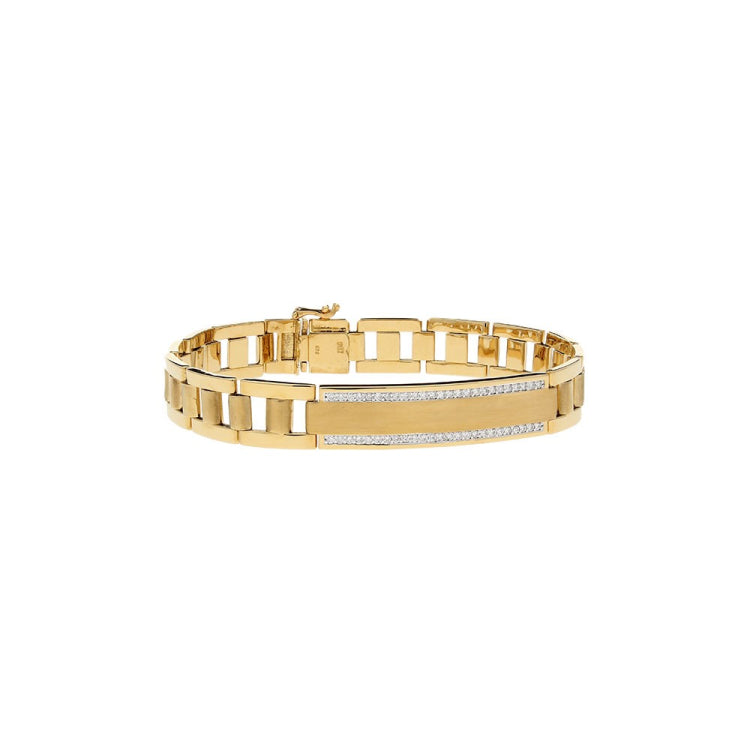 Men's Yellow Gold Diamond ID Link Bracelet 1/2ct TDW