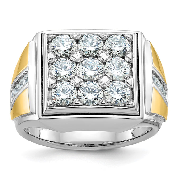 GENTS TWO TONE DIAMOND CLUSTER RING Mounting