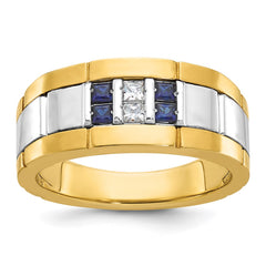 Men's Two-tone 1/3ct tw Diamond and Created Sapphire Wedding Band Mounting