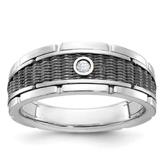 Men's TTSolitaire Ring with Black Rhodium Texture Accent Mounting