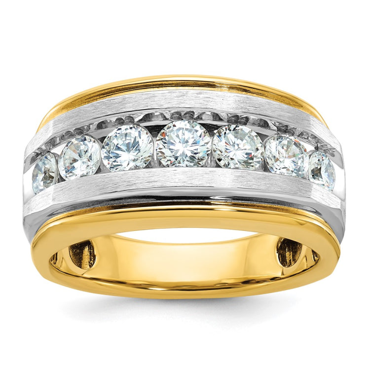 Men's YG Band with White Rhodium Accent and satin finish Mounting