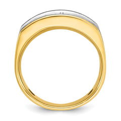 IBGoodman 14k Two-tone with Black Rhodium Men's Polished Satin and Grooved 5-Stone 1 Carat BB Quality Diamond Ring