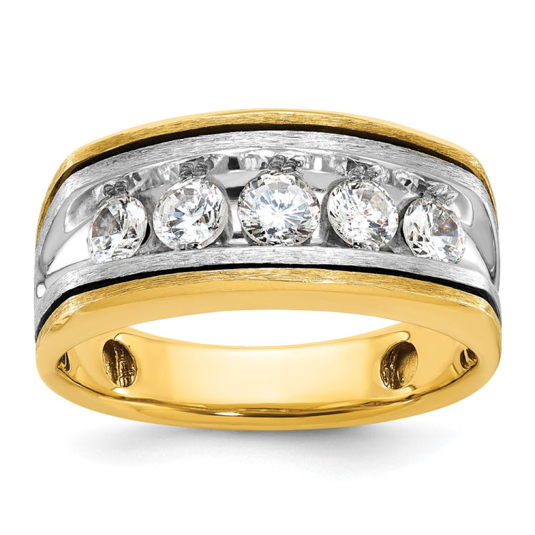 Men's Yellow/WG Band with Black Rhodium Accent Mounting