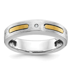 Men's Two-tone Diamond Accent Wedding Band with Soft Satin Finish Mounting