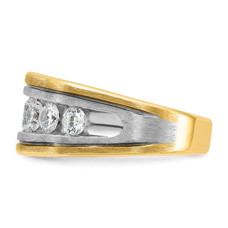 IBGoodman 10k Two-tone Men's Polished Satin and Grooved 7-Stone Ring Mounting