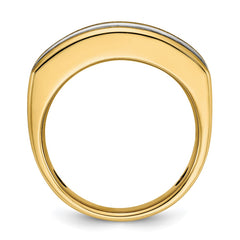 IBGoodman 10k Two-tone with Black Rhodium Men's Polished Satin and Grooved 7-Stone 2 Carat AA Quality Diamond Ring