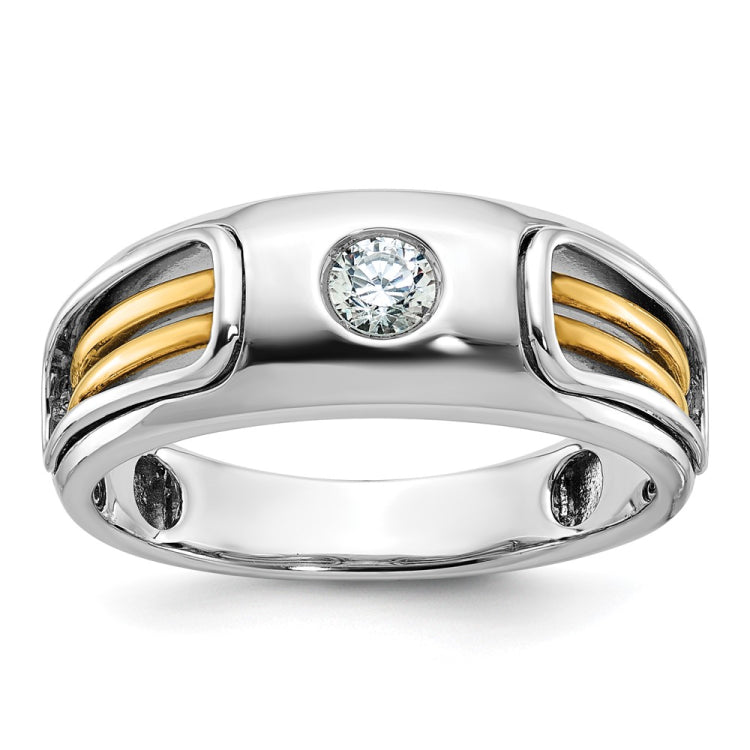 Men's Two-tone .20ct Diamond Solitaire Ring with All Bright Finish Mounting
