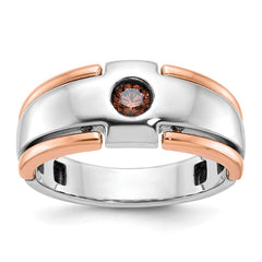 Men's White/Rose Gold Solitaire Ring with all bright finish Mounting