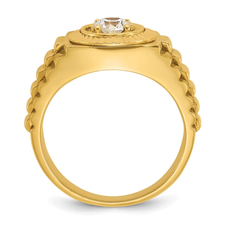 IBGoodman 10k Men's Polished Satin and Textured 1/2 Carat BB Quality Diamond Ring