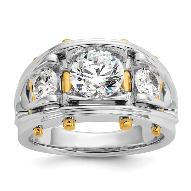 14KTT True Origin Lab Grown Diamond VS/SI+ G+ 3 Stone Complete Men's Ring