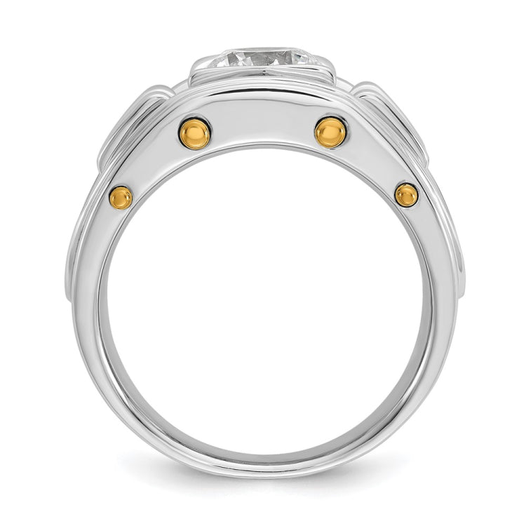14KTT True Origin Lab Grown Diamond VS/SI+ G+ 3 Stone Complete Men's Ring