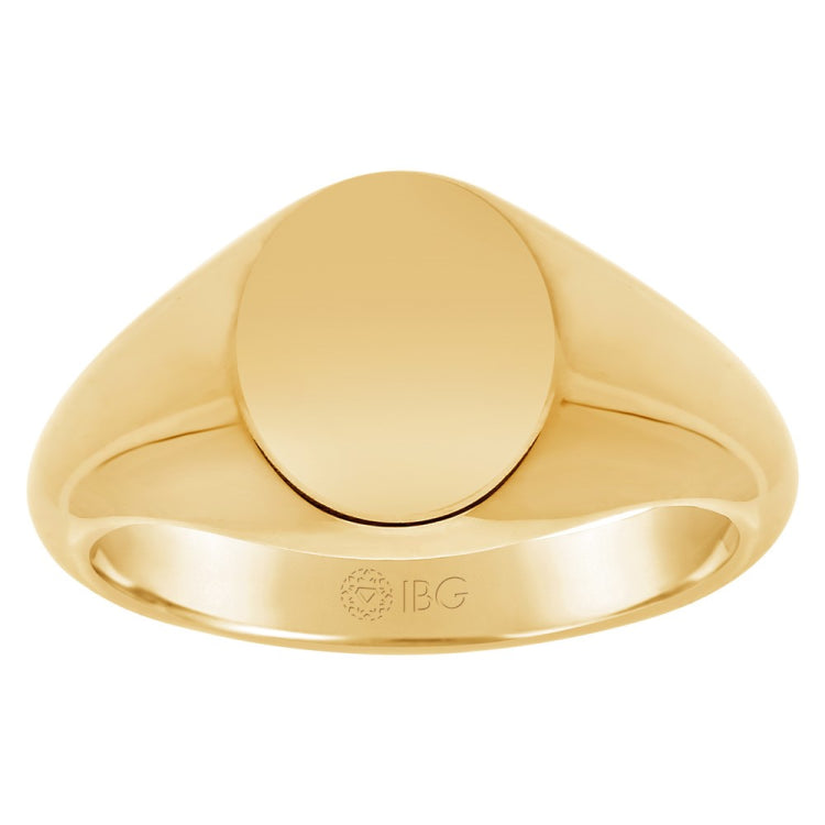 YELLOW GOLD OVAL SIGNET RING 12X10