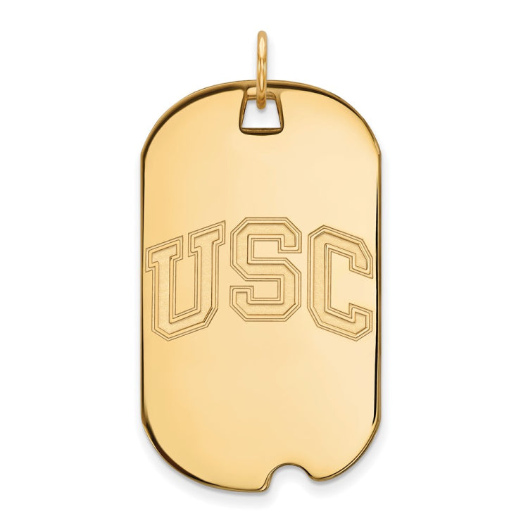 10k Gold University of Southern California U-S-C Large Dog Tag Pendant