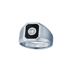 Men's White Gold Black Enamel .10ct Diamond Solitaire Ring Mounting