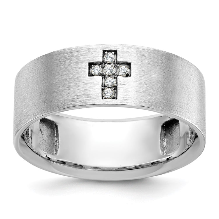 10k White Gold IBGoodman Men's Satin Cross Ring Mounting