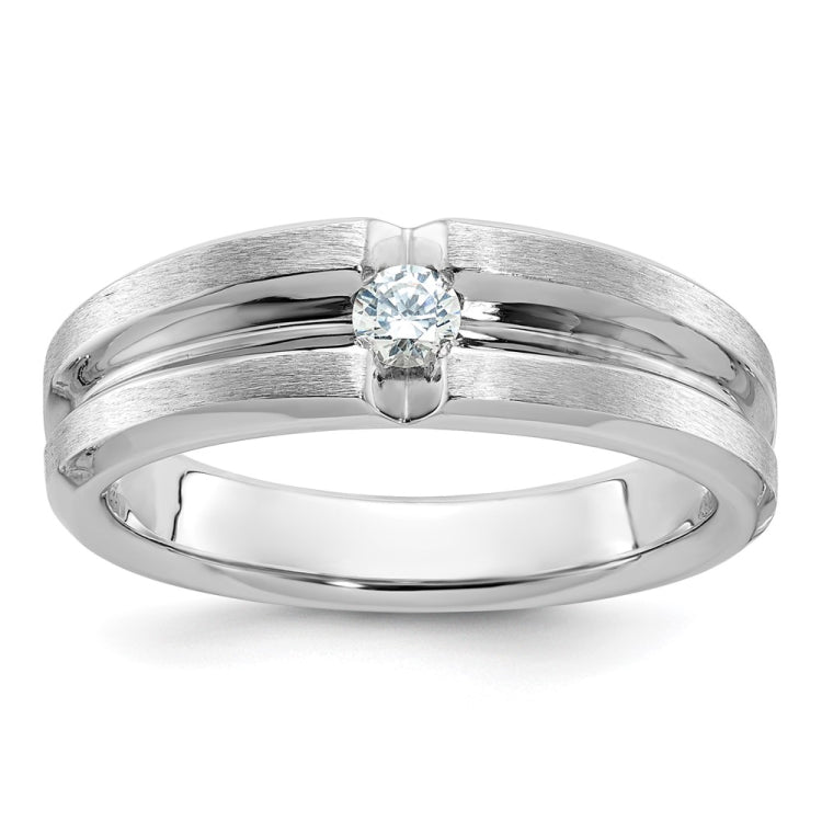 Men's WG .15ct  Diamond Solitaire Ring with Soft Satin Finish Mounting