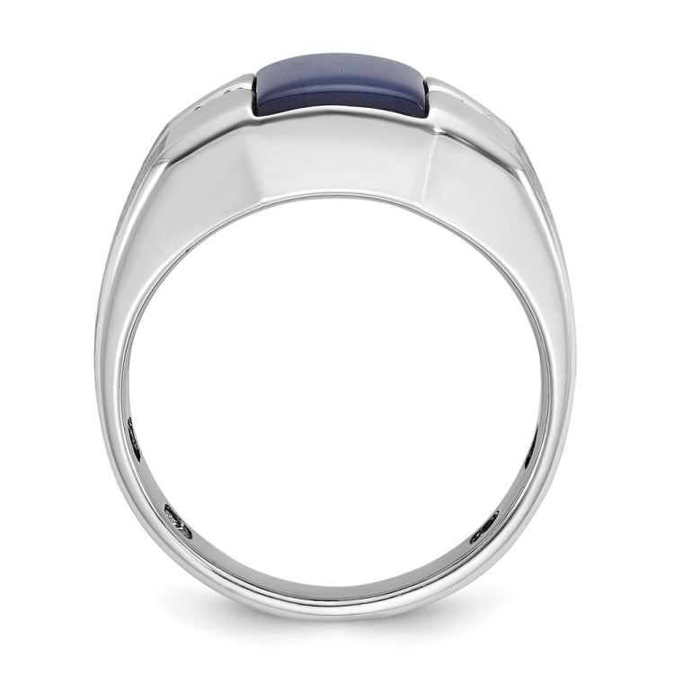 Men's WG Created Blue Star Sapphire and Diamond Accent Ring Mounting