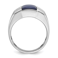 Men's WG Created Blue Star Sapphire and Diamond Accent Ring Mounting