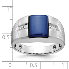 Men's WG Created Blue Star Sapphire and Diamond Accent Ring Mounting