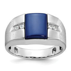 Men's WG Created Blue Star Sapphire and Diamond Accent Ring Mounting