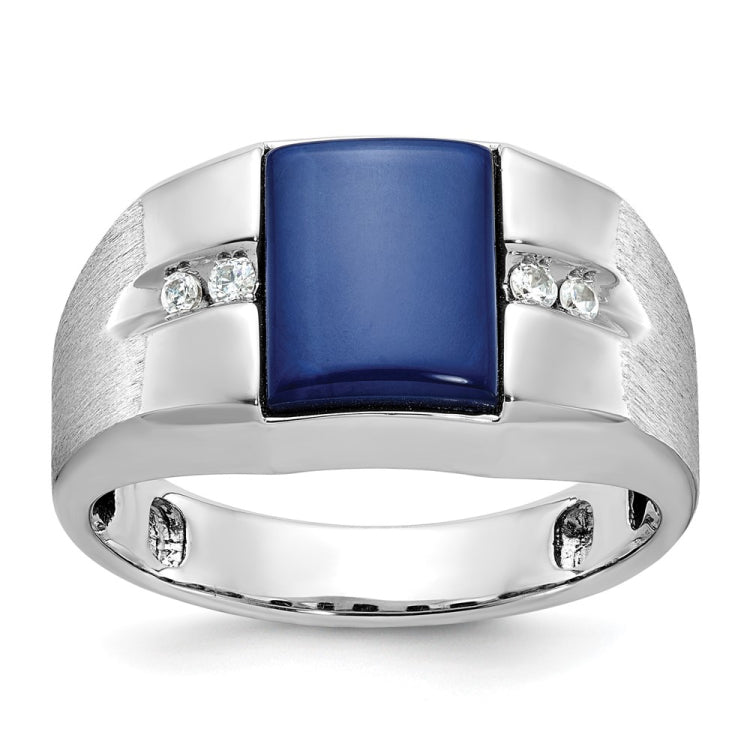Men's YG Created Blue Star Sapphire and Diamond Accent Ring RAW CASTING