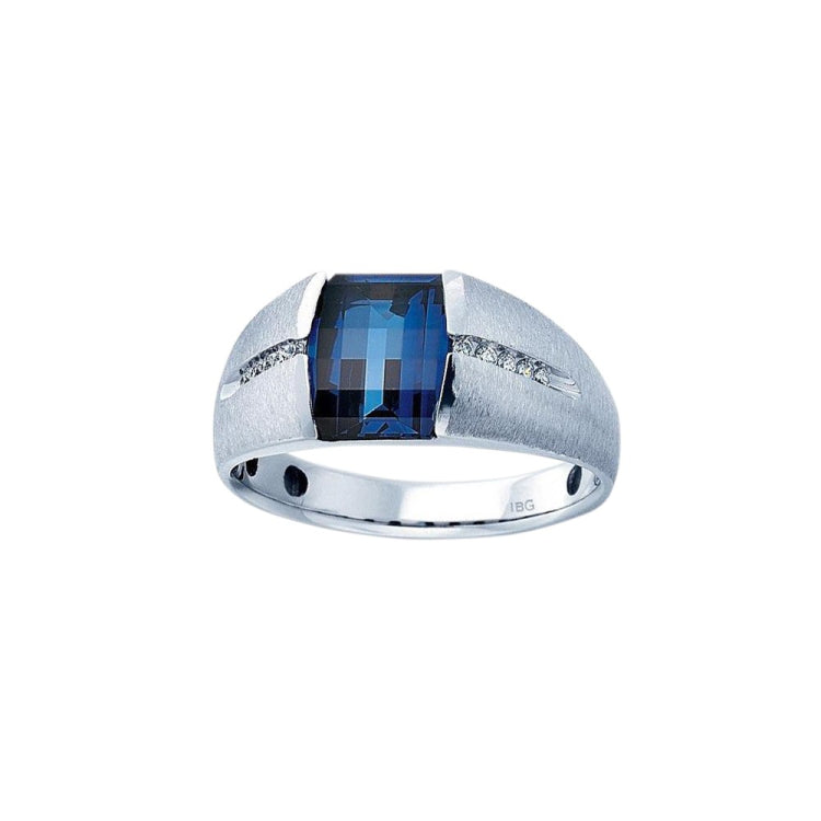 Men's White Gold Created Sapphire and Diamond Ring Mounting