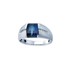 Men's White Gold Created Sapphire and Diamond Ring Mounting