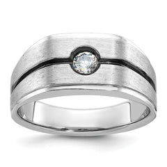 Men's WG Ring with Soft Satin Finish and Black Rhodium Pinstripe Mounting