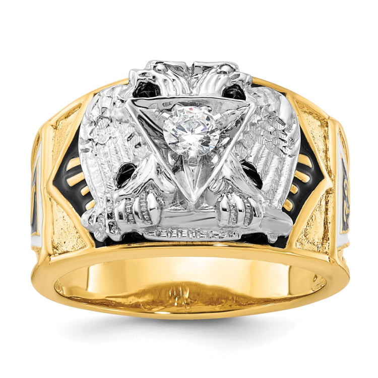 Men's 32nd Scottish Rite Ring with 1/4ct Diamond Solitaire Mounting