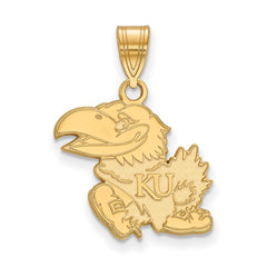 14k Gold LogoArt University of Kansas Jayhawk Medium Pendant