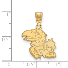 14k Gold LogoArt University of Kansas Jayhawk Medium Pendant