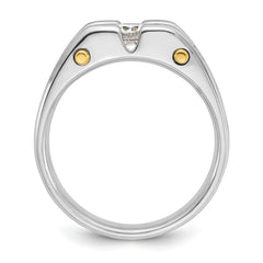 Men's WG 3/4ct tw Diamond Ring with YG Bars and Satin Finish Mounting