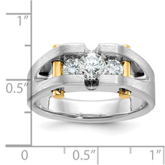 Men's WG 3/4ct tw Diamond Ring with YG Bars and Satin Finish Mounting