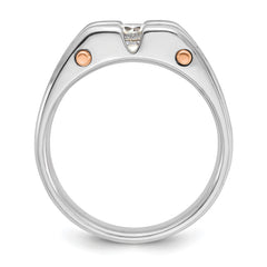IBGoodman 14k White and Rose Gold Men's Polished Satin and Cut-Out 3-Stone Ring Mounting