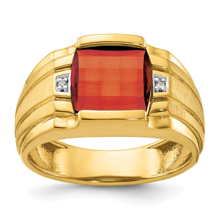 10k IBGoodman Men's Cr. Ruby and Diamond Complete Ring
