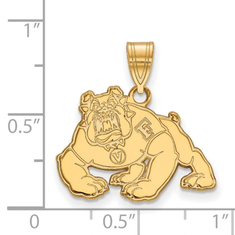 14k Gold LogoArt California State University Fresno Bulldog Medium Pendant