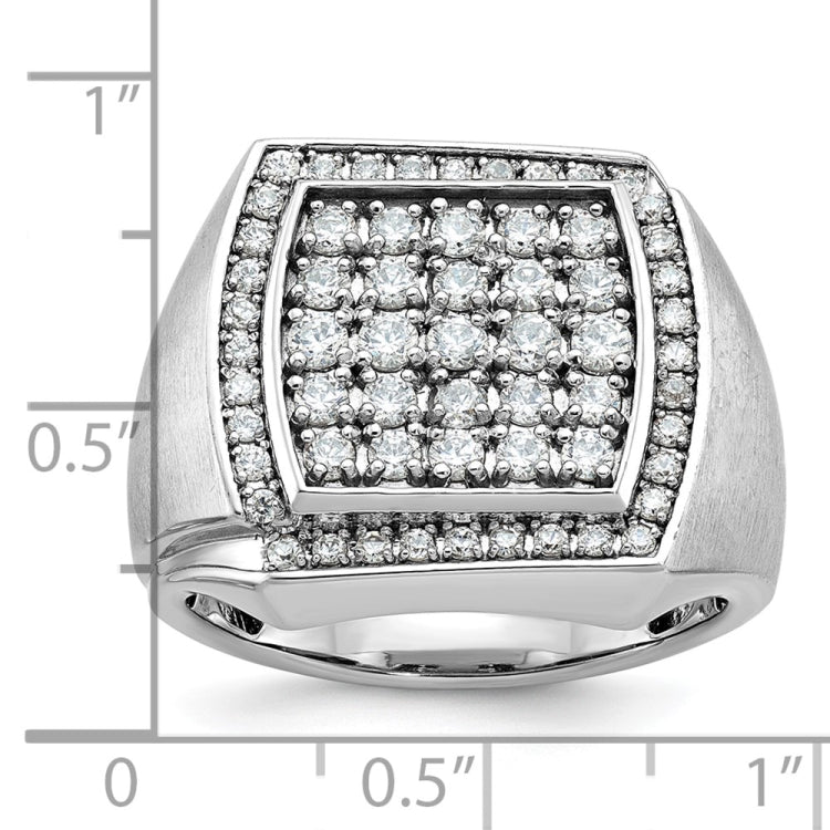 Men's WG Diamond Cluster Ring with Soft Satin Finish Sides Mounting