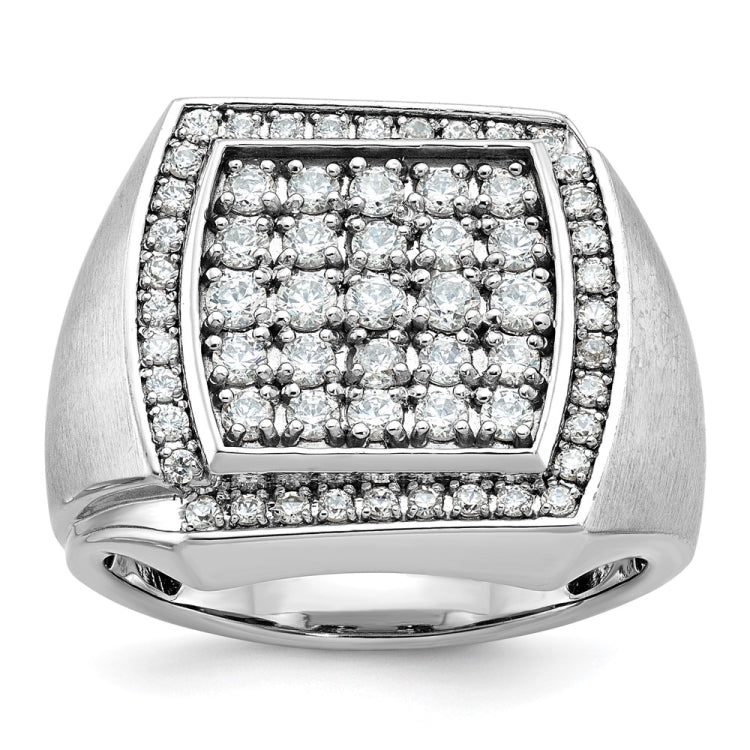Men's WG Diamond Cluster Ring with Soft Satin Finish Sides Mounting