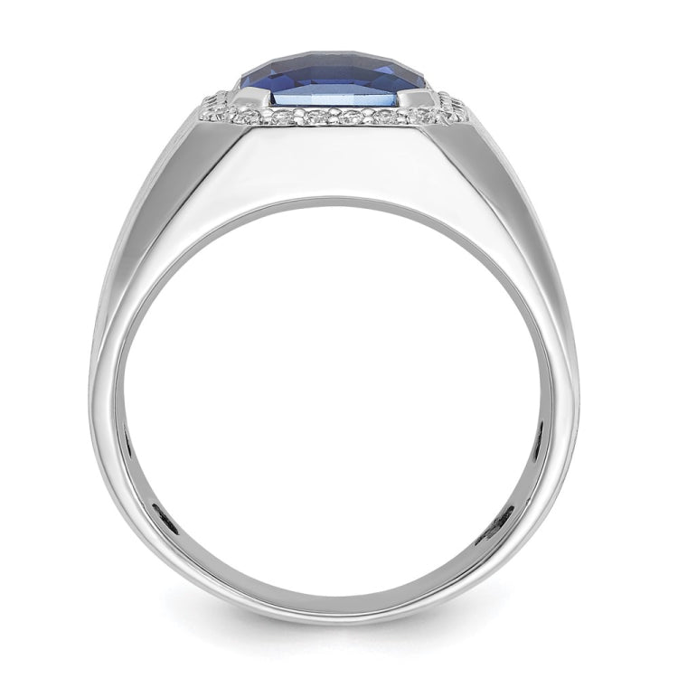18k White Gold IBGoodman Men's Cr. Sapphire and Lab Grown VS/SI+ G+ Dia Com