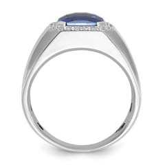 18k White Gold IBGoodman Men's Cr. Sapphire and Lab Grown VS/SI+ G+ Dia Com