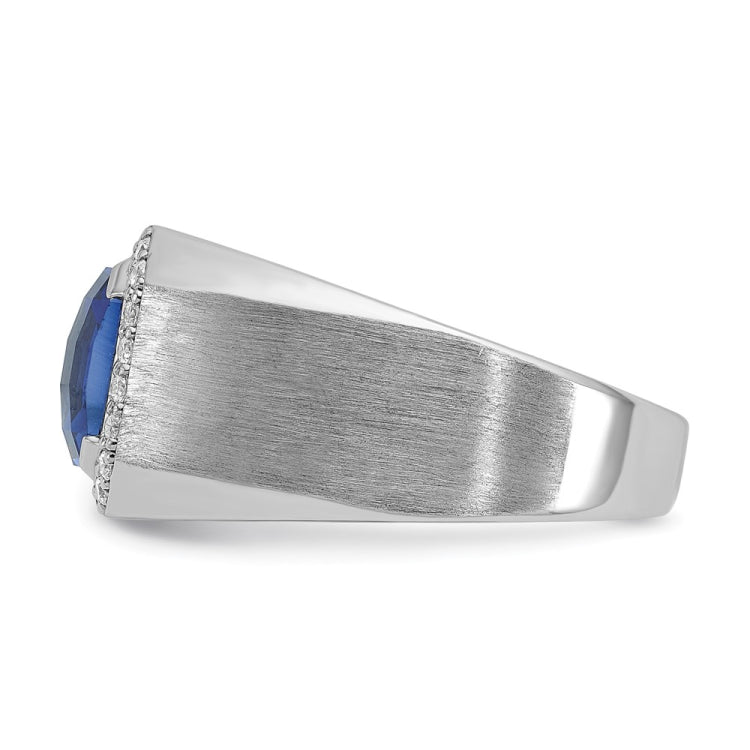 18k White Gold IBGoodman Men's Cr. Sapphire and Lab Grown VS/SI+ G+ Dia Com