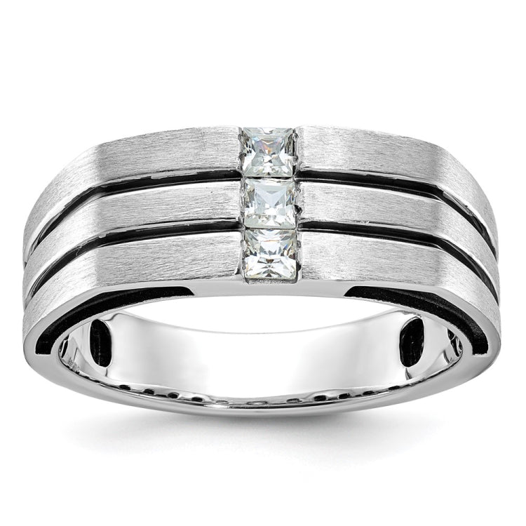 Men's WG Ring with Satin Finish and Black Rhodium Accent Mounting