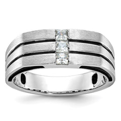 Men's WG Ring with Satin Finish and Black Rhodium Accent Mounting