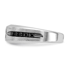 IBGoodman 10k White Gold Men's Polished Satin and Grooved Square Stone Center Ring Mounting
